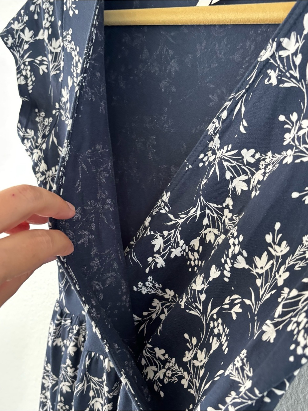 Pact Organic Cotton Fit & Flare Faux Wrap Dress Pocket Black White Floral S - Picture 4 of 9